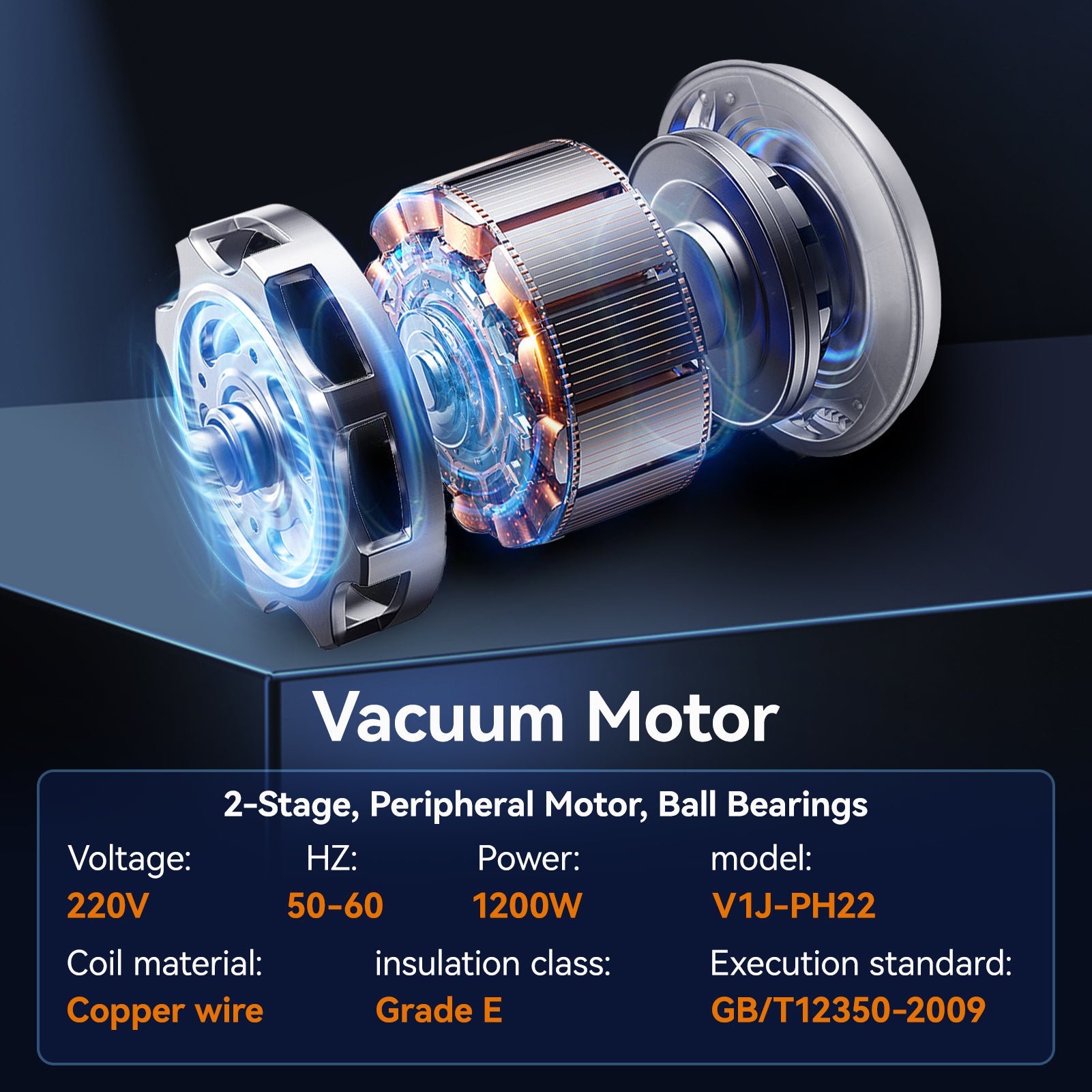 Bulk Purchase Wholesale High Power 1200W 130mm Suction Motor Fit for Philips Midea Vacuum Cleaner Components Manufacturer
