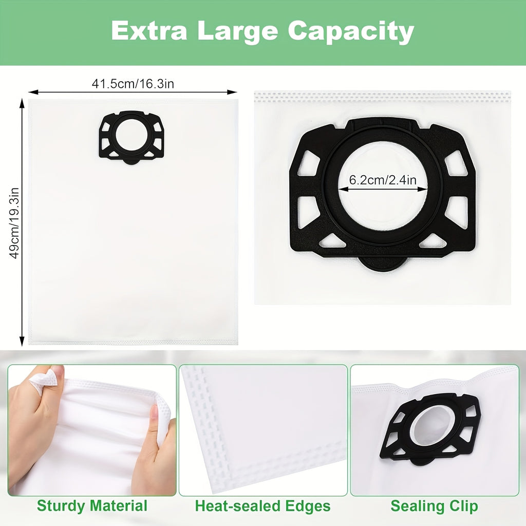 Replacement 12pcs Vacuum Bags and 2pcs Filters Part No 2.863-314.0 for Karchers WD2 Plus WD3 Wd3s KFI 357 SE4001 SE4002 KA 40