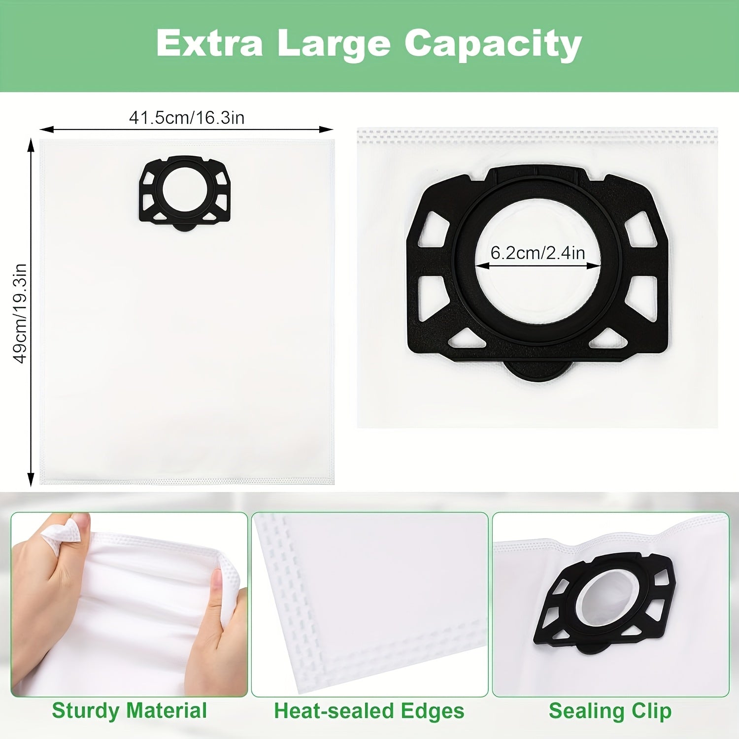 Replacement 12pcs Vacuum Bags and 2pcs Filters Part No 2.863-314.0 for Karchers WD2 Plus WD3 Wd3s KFI 357 SE4001 SE4002 KA 40