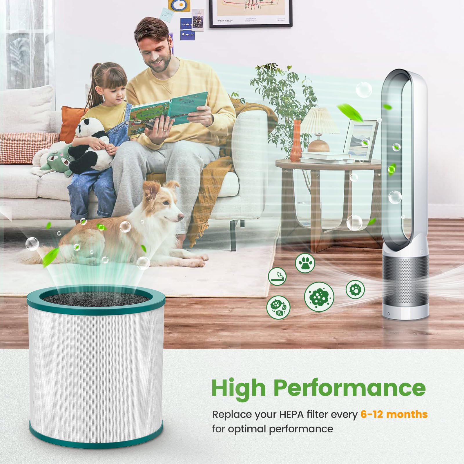 Replacement Air Purifier Filter for Dyson Tower Purifier Pure Cool Link TP01, TP02, TP03, BP01, Compare to Part 968126-03