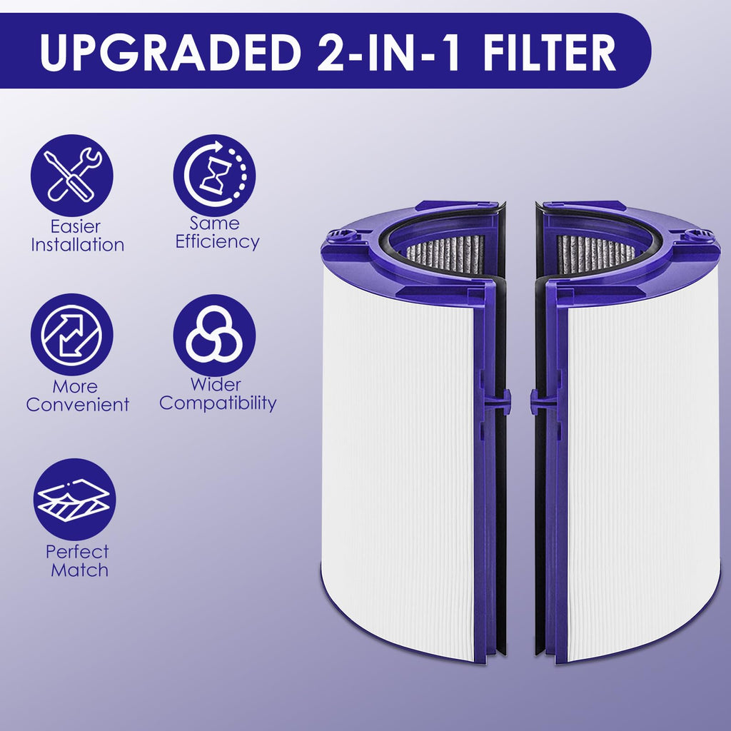 2-in-1 Replacement Filter Compatible with Dyson TP06 HP06 PH02 PH01 PH03 PH04 HP09 TP09 HP07 TP07 TP10 HP10 Air Purifier 360 Combi Glass HEPA + Carbon Pure Cool Hot Humidify Fan, Fit Part #970341-01