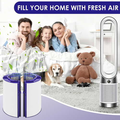 2-in-1 Replacement Filter Compatible with Dyson TP06 HP06 PH02 PH01 PH03 PH04 HP09 TP09 HP07 TP07 TP10 HP10 Air Purifier 360 Combi Glass HEPA + Carbon Pure Cool Hot Humidify Fan, Fit Part #970341-01