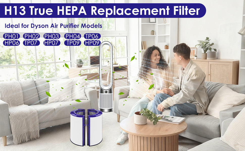 2-in-1 Replacement Filter Compatible with Dyson TP06 HP06 PH02 PH01 PH03 PH04 HP09 TP09 HP07 TP07 TP10 HP10 Air Purifier 360 Combi Glass HEPA + Carbon Pure Cool Hot Humidify Fan, Fit Part #970341-01