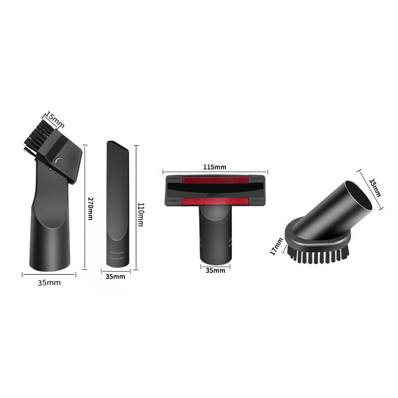 35mm Inner Diameter 2-in-1 Vacuum Nozzle Crevice Tool Round Brush T-Shape Sofa Nozzle Household Vacuum Cleaner Accessories