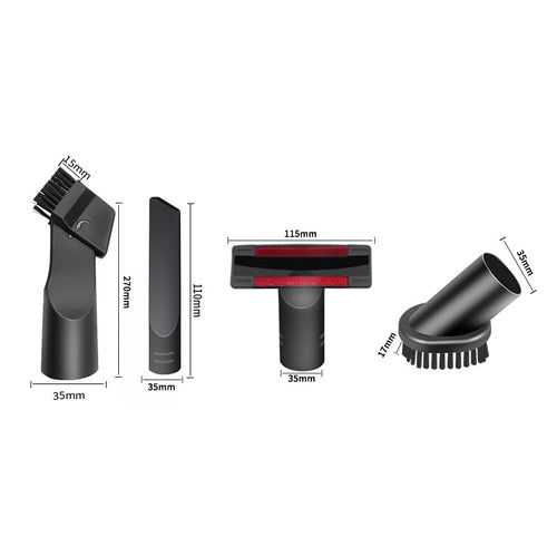 35mm Inner Diameter 2-in-1 Vacuum Nozzle Crevice Tool Round Brush T-Shape Sofa Nozzle Household Vacuum Cleaner Accessories