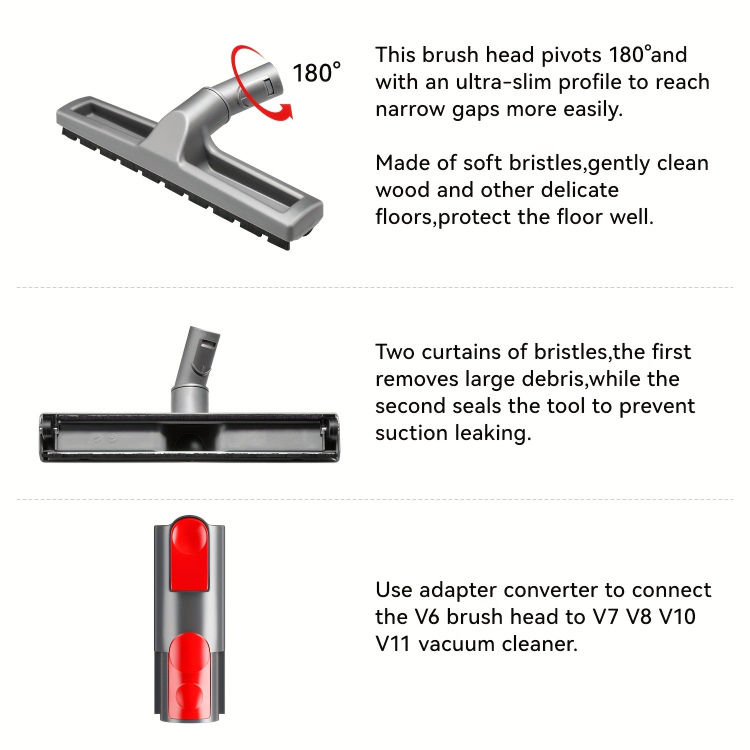 PP Brush Head Brush Suction Head for Dyson V6 DC62 DC59 V8 V7 V10 V11 Vacuum Cleaner Additions Floor Brush