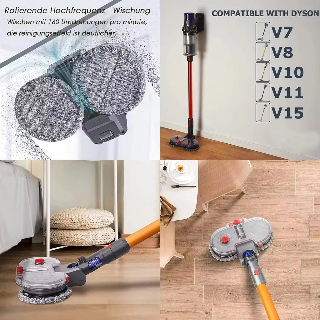 Electric Wet & Dry Mop Cleaning Head Mop Floor Head Brush Fit for Dysons V7 V8 V10 V11 V12 V15 Slim Wireless Vacuum Cleaner