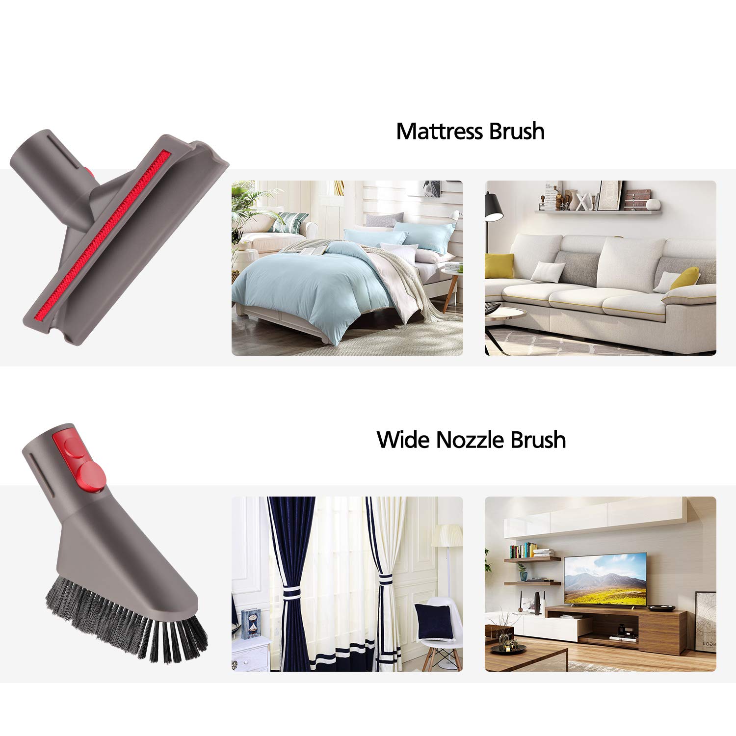 6pcs Attachments Kit for Dyson V15 V15s V9 V8 V11 V12 V10 V7 Gen5 Cordless Vacuum Cleaner,Compatible with Detect/Absolute/Outsize/Slim Accessories Replacement Brush Parts