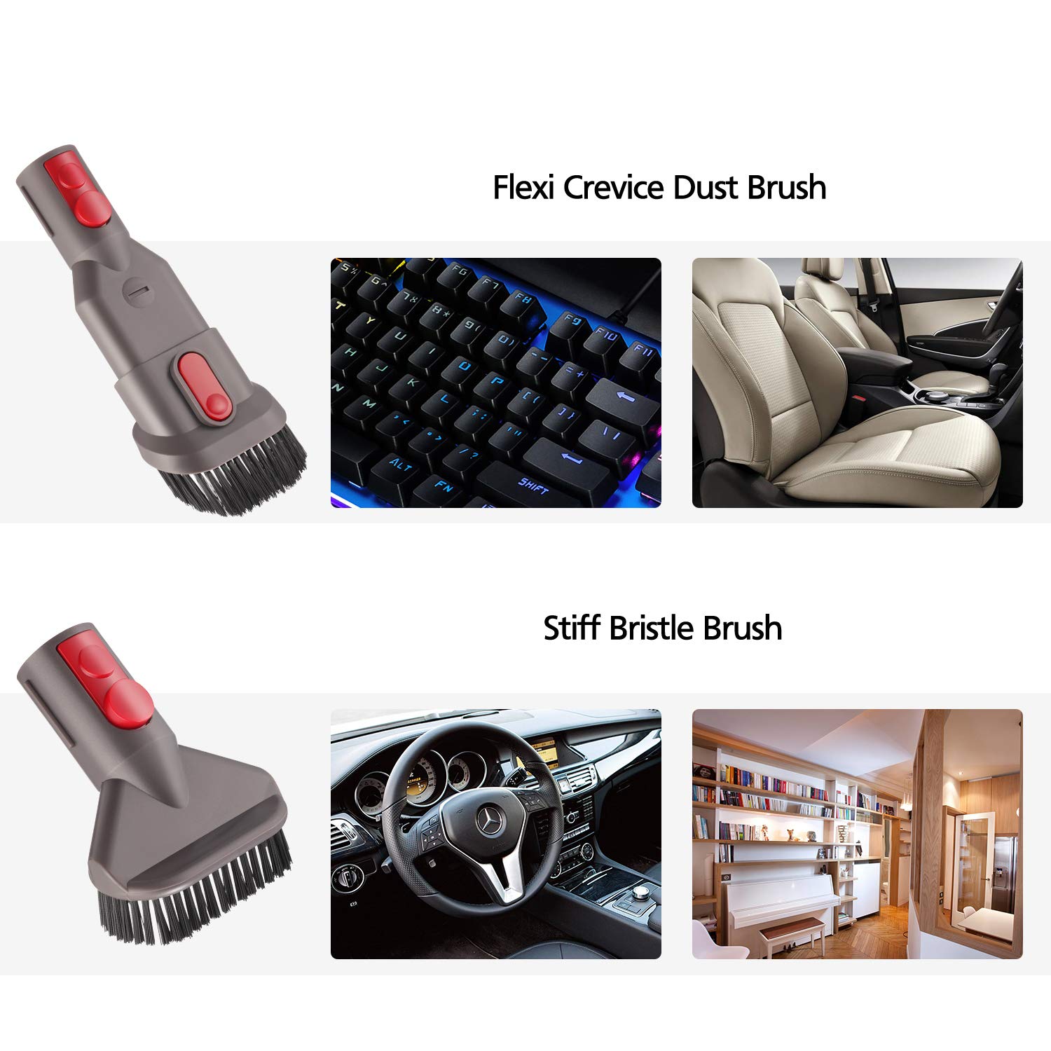 6pcs Attachments Kit for Dyson V15 V15s V9 V8 V11 V12 V10 V7 Gen5 Cordless Vacuum Cleaner,Compatible with Detect/Absolute/Outsize/Slim Accessories Replacement Brush Parts
