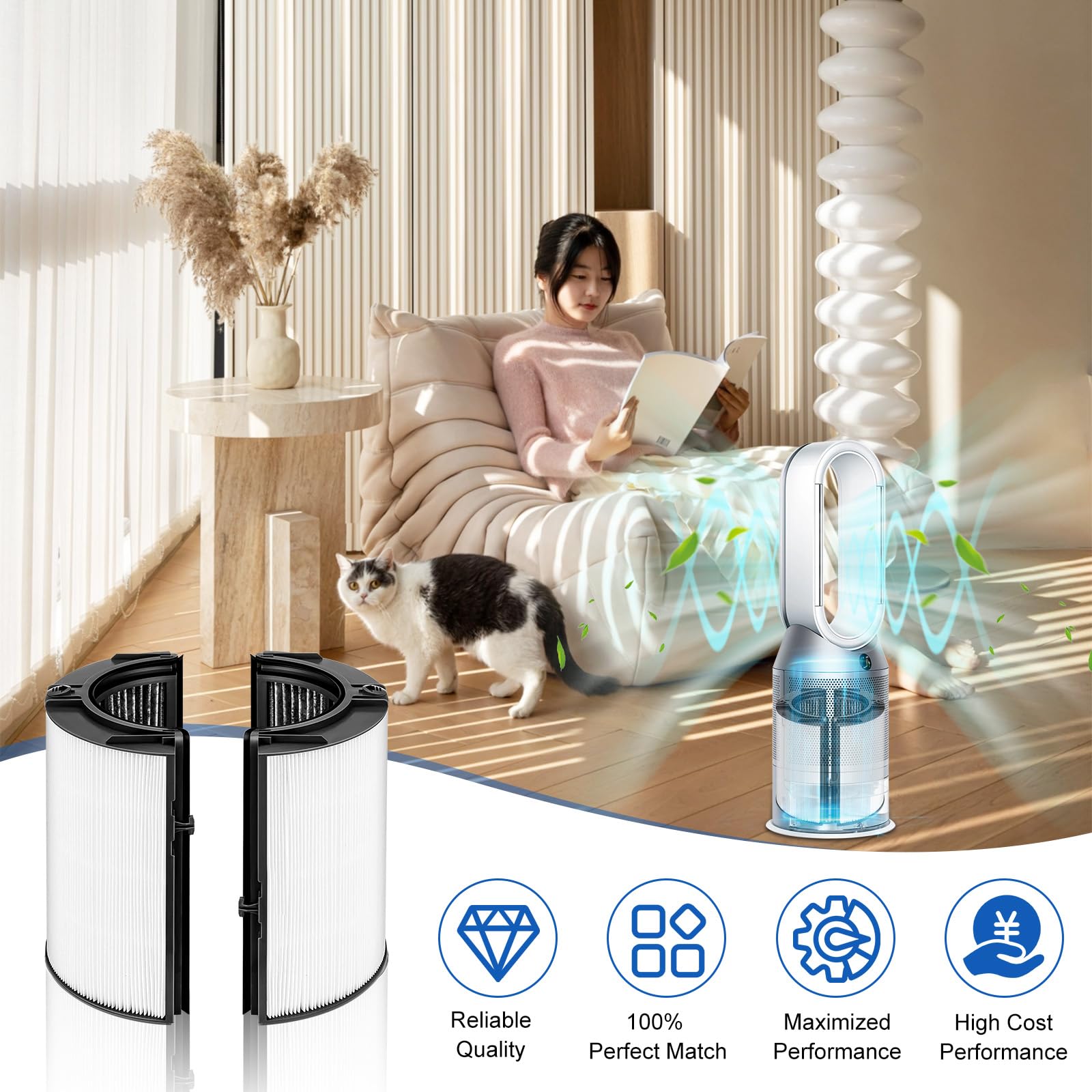 HEPA + Carbon Air Purifier Filter Replacement for Dyson TP06 HP06 PH02 PH01 PH03 PH04 HP09 TP09 HP07 TP07 TP10 HP10, Air Purifier Filter Replacements for Dyson