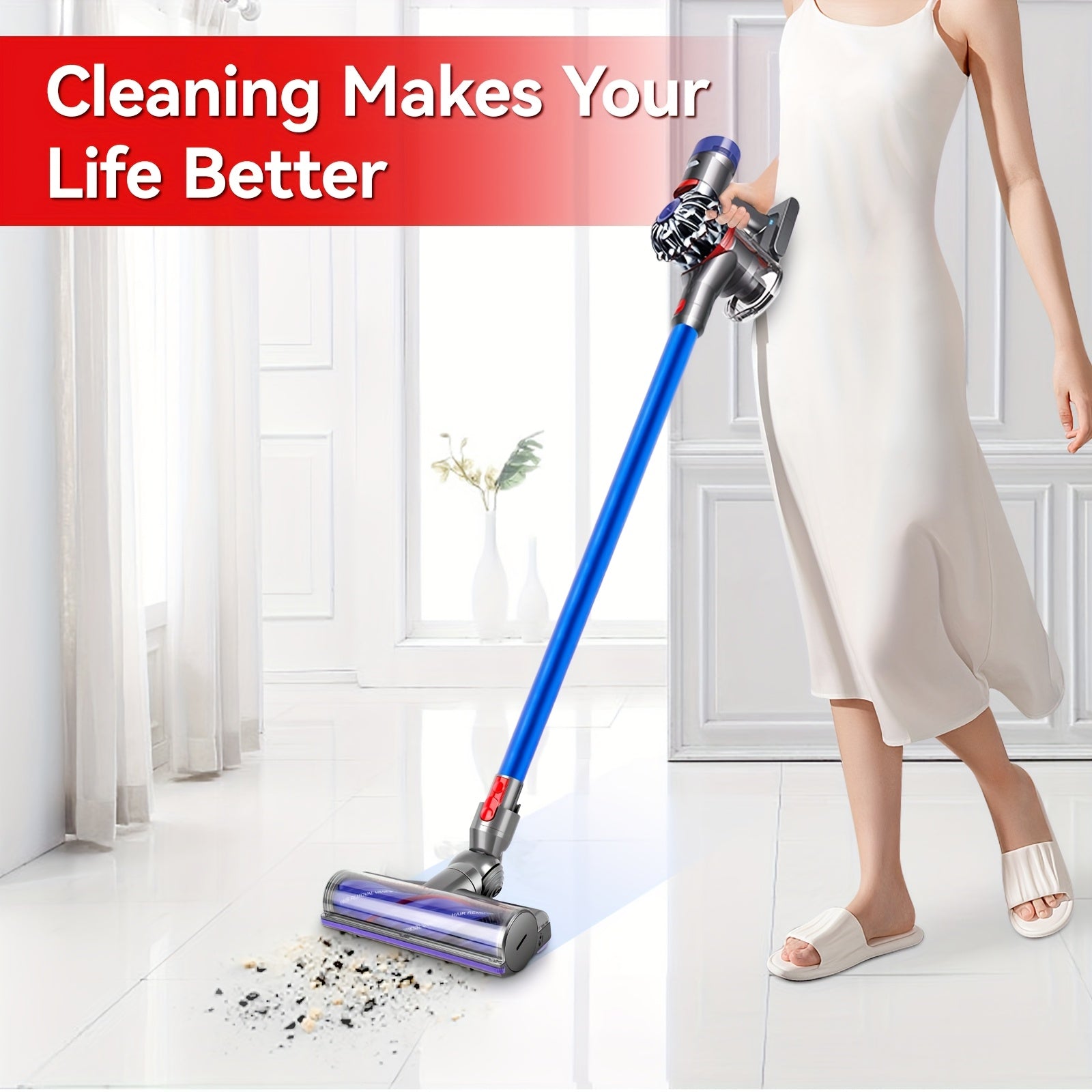 Vacuum Cleaner Brush Head Replacement Compatible with Dyson Models V7, V8, V10, V11, And V15 with Direct Drive And Rolling Features