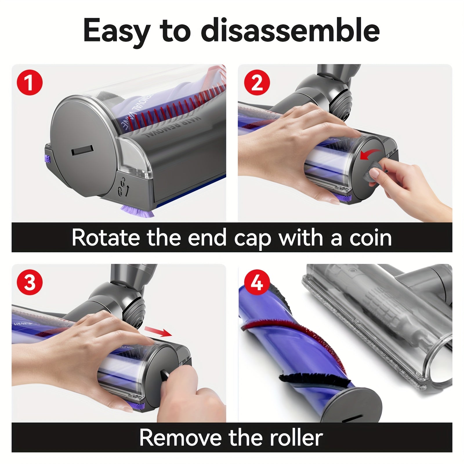 Vacuum Cleaner Brush Head Replacement Compatible with Dyson Models V7, V8, V10, V11, And V15 with Direct Drive And Rolling Features