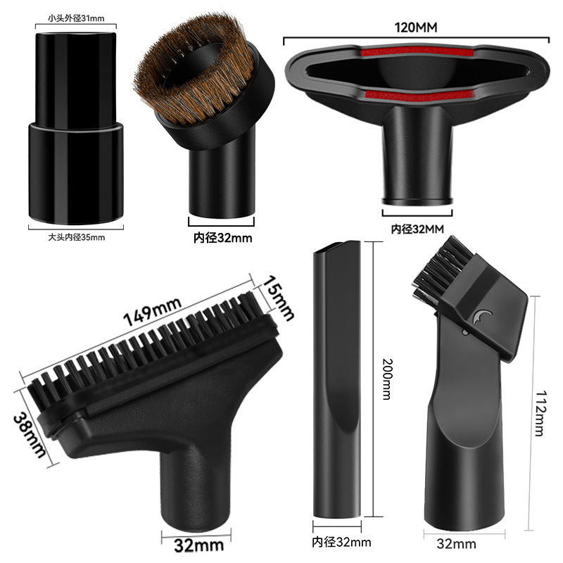6-Piece Universal Vacuum Cleaner Attachment Kit – Brush & Nozzle Set for 32mm/35mm Inner Diameter