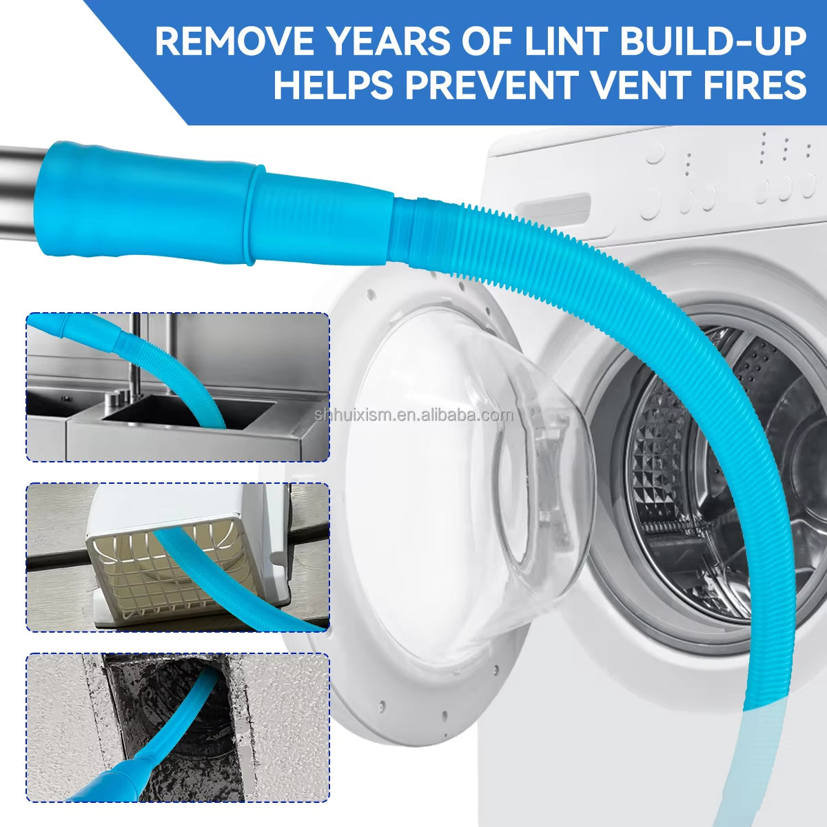 32mm 35mm Dryer Vent Cleaner Kit Flexible Dryer Lint Remover Hose Attachment Brush Lint Remover Power Washer and Dryer Hose