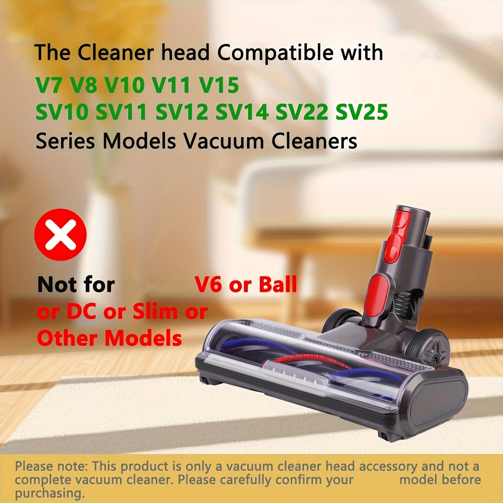 Cleaning Head with Direct Drive That Works with Dyson V7, V8, V10, V11, And V15 Vacuum Cleaners, Suitable for Low Pile Carpets And Hard Surfaces
