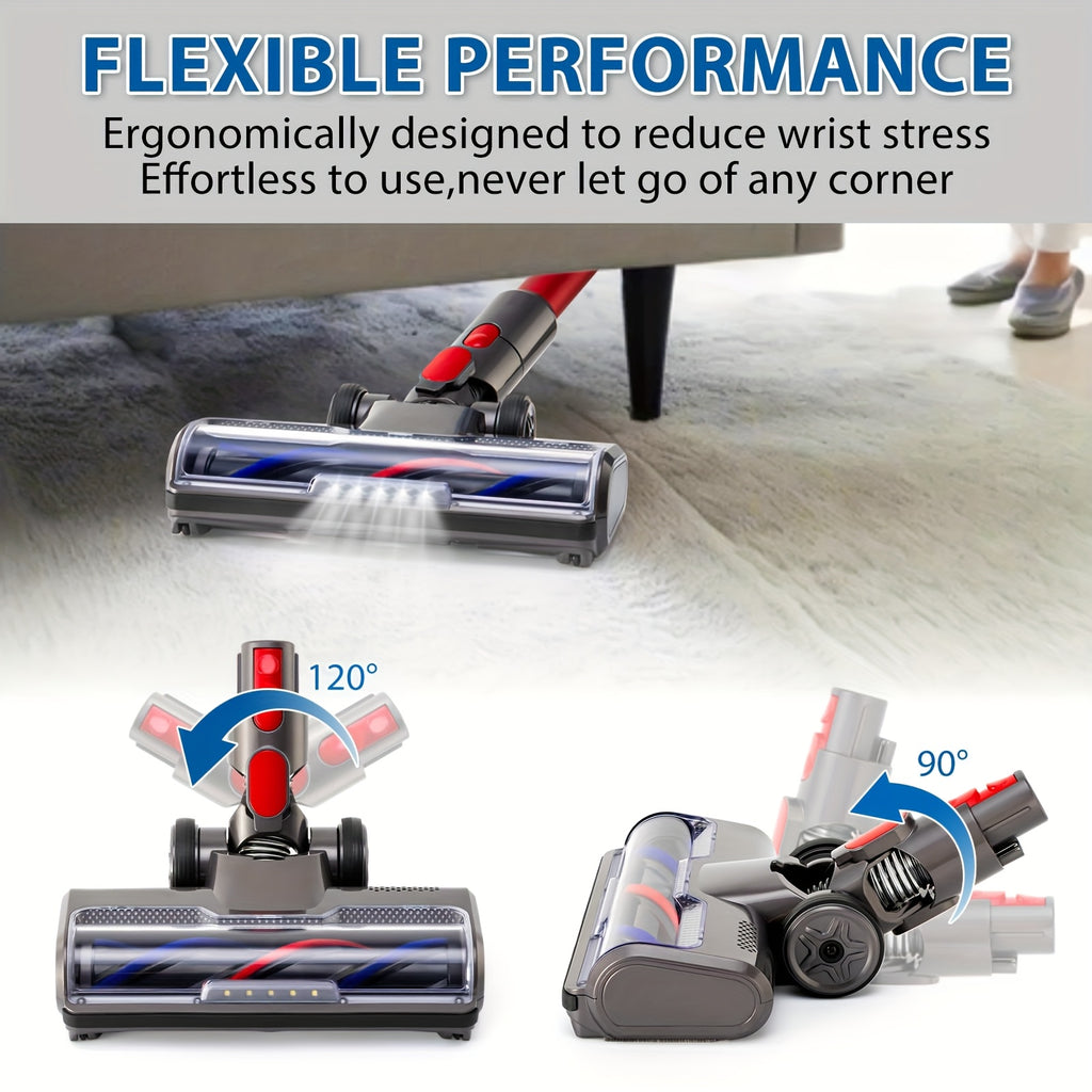 Cleaning Head with Direct Drive That Works with Dyson V7, V8, V10, V11, And V15 Vacuum Cleaners, Suitable for Low Pile Carpets And Hard Surfaces