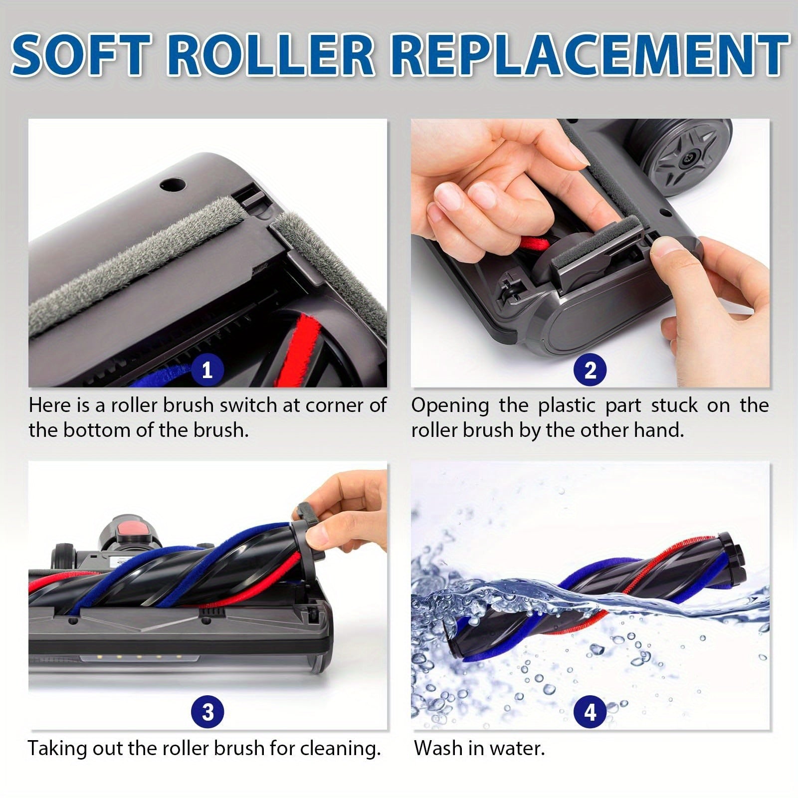 Cleaning Head with Direct Drive That Works with Dyson V7, V8, V10, V11, And V15 Vacuum Cleaners, Suitable for Low Pile Carpets And Hard Surfaces