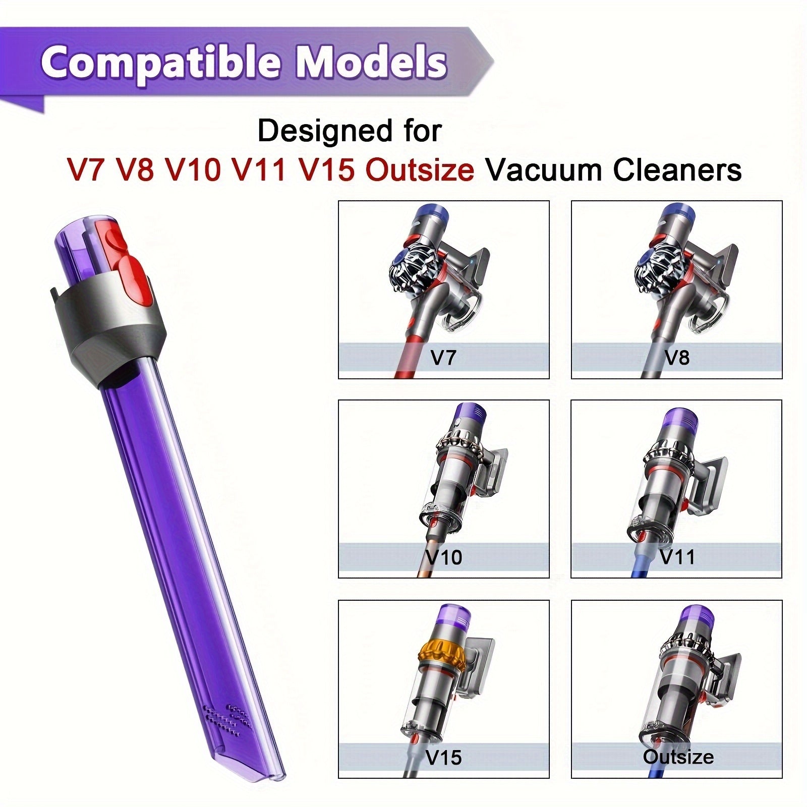 LED Light Pipe Crevice Tool Suction Crevice Head for Dyson V7 V8 V10 V11 V15 Vacuum Cleaner Replacement Parts