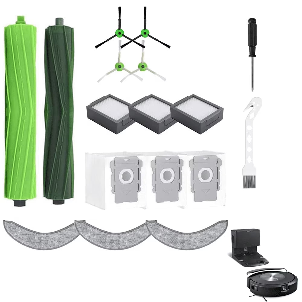 Replacement Rubber Brush Mop Pads HEPA Filters Dust Bag for IRobot Roombas Combo 10 Max/ J9+ Combo J7+/Plus Robot Vacuum Cleaner