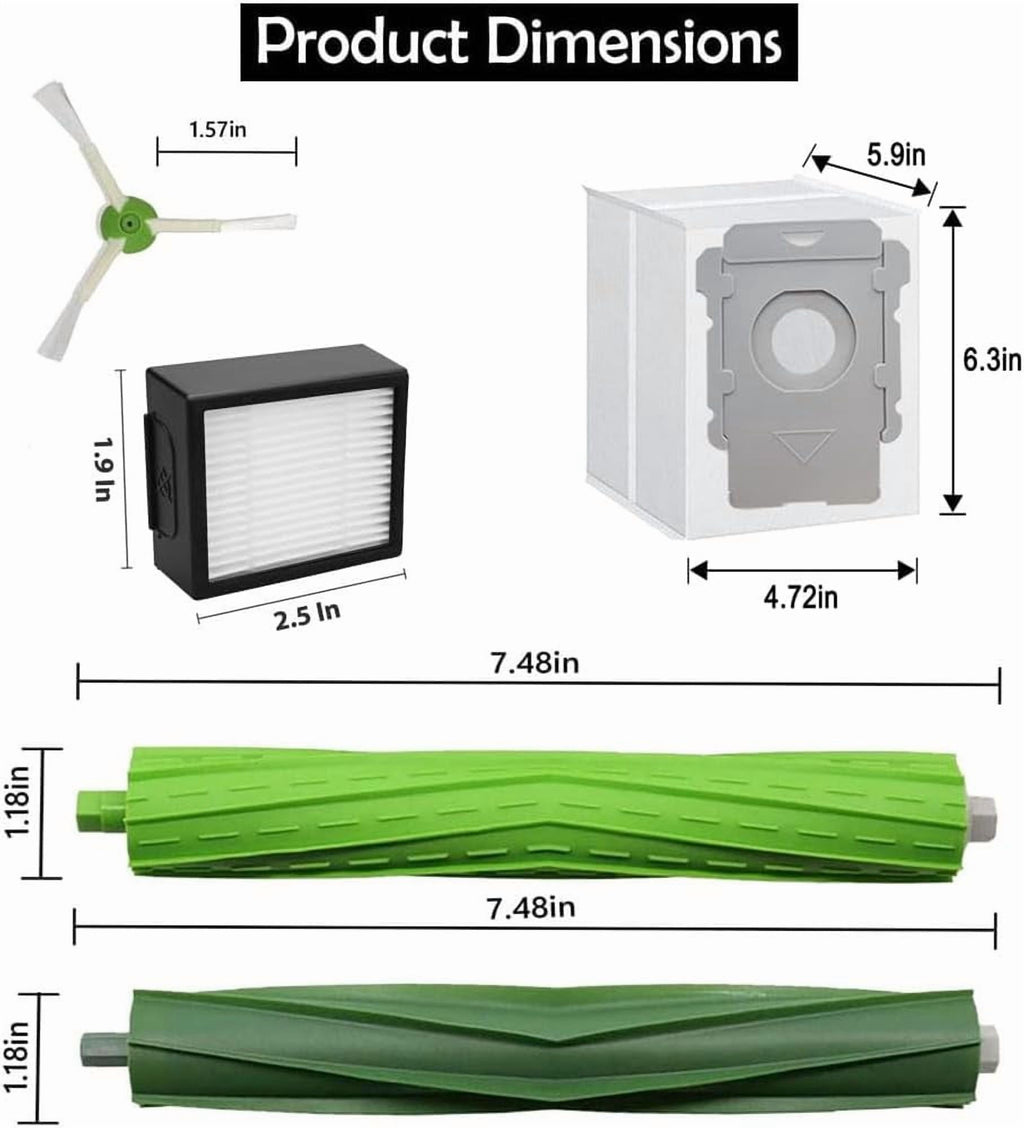 Replacement Rubber Brush Mop Pads HEPA Filters Dust Bag for IRobot Roombas Combo 10 Max/ J9+ Combo J7+/Plus Robot Vacuum Cleaner
