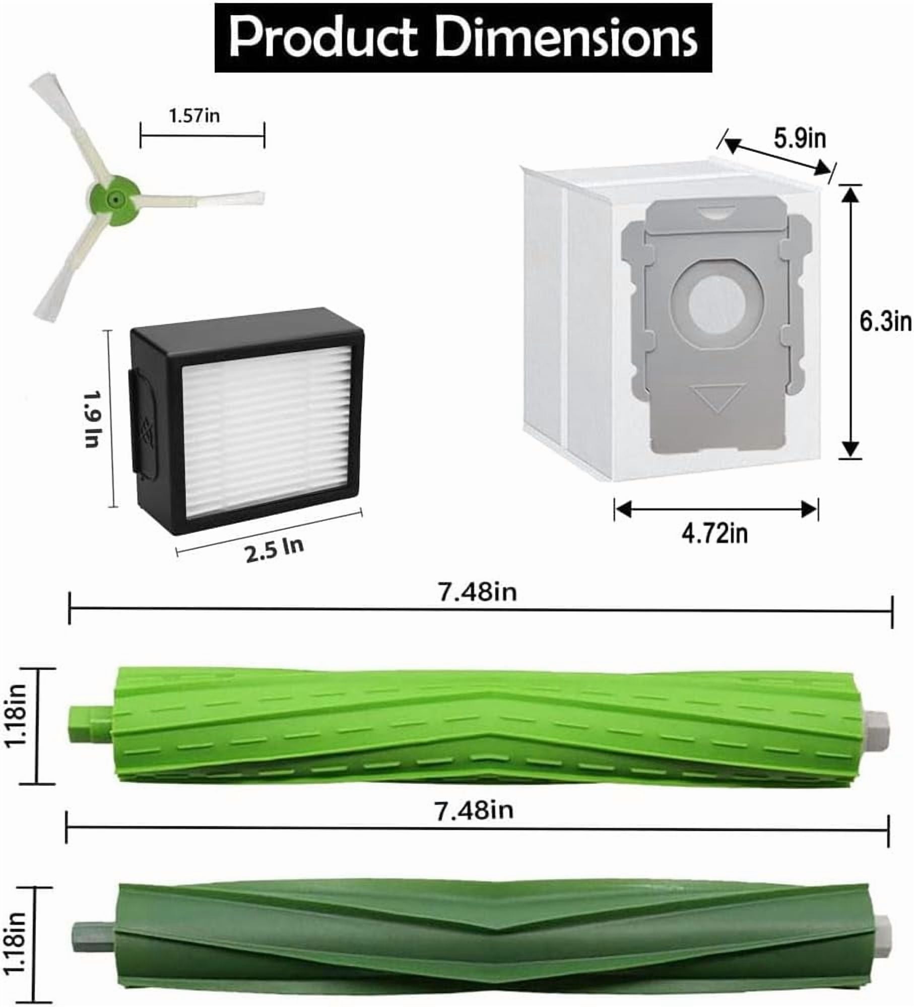 Replacement Rubber Brush Mop Pads HEPA Filters Dust Bag for IRobot Roombas Combo 10 Max/ J9+ Combo J7+/Plus Robot Vacuum Cleaner