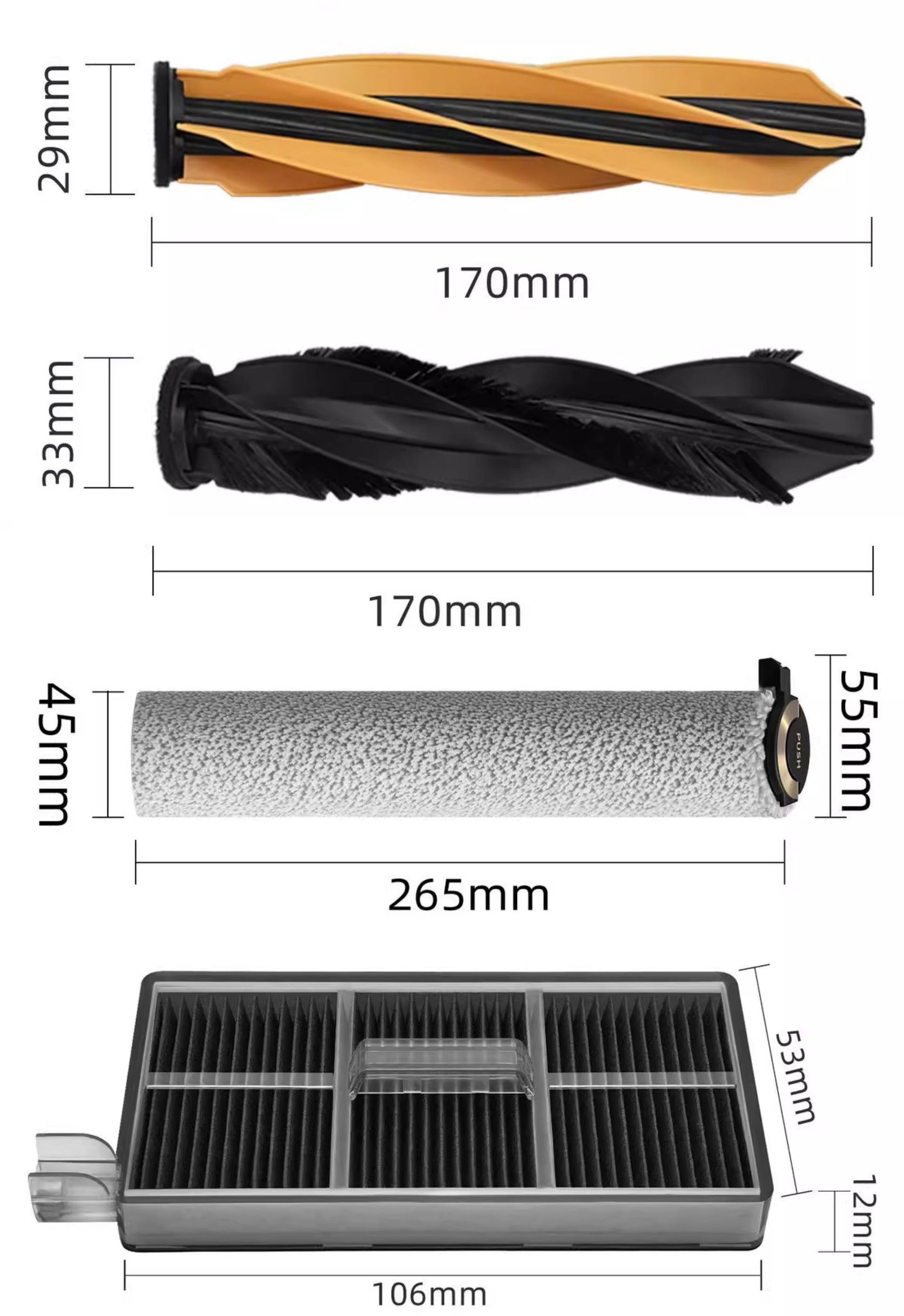 Side Brush Main Brush Mop Cloth Filter Dust Bag Accessories Replacement Parts Fit for Dreame X60/ S60 Pro Roller Robot Vacuum