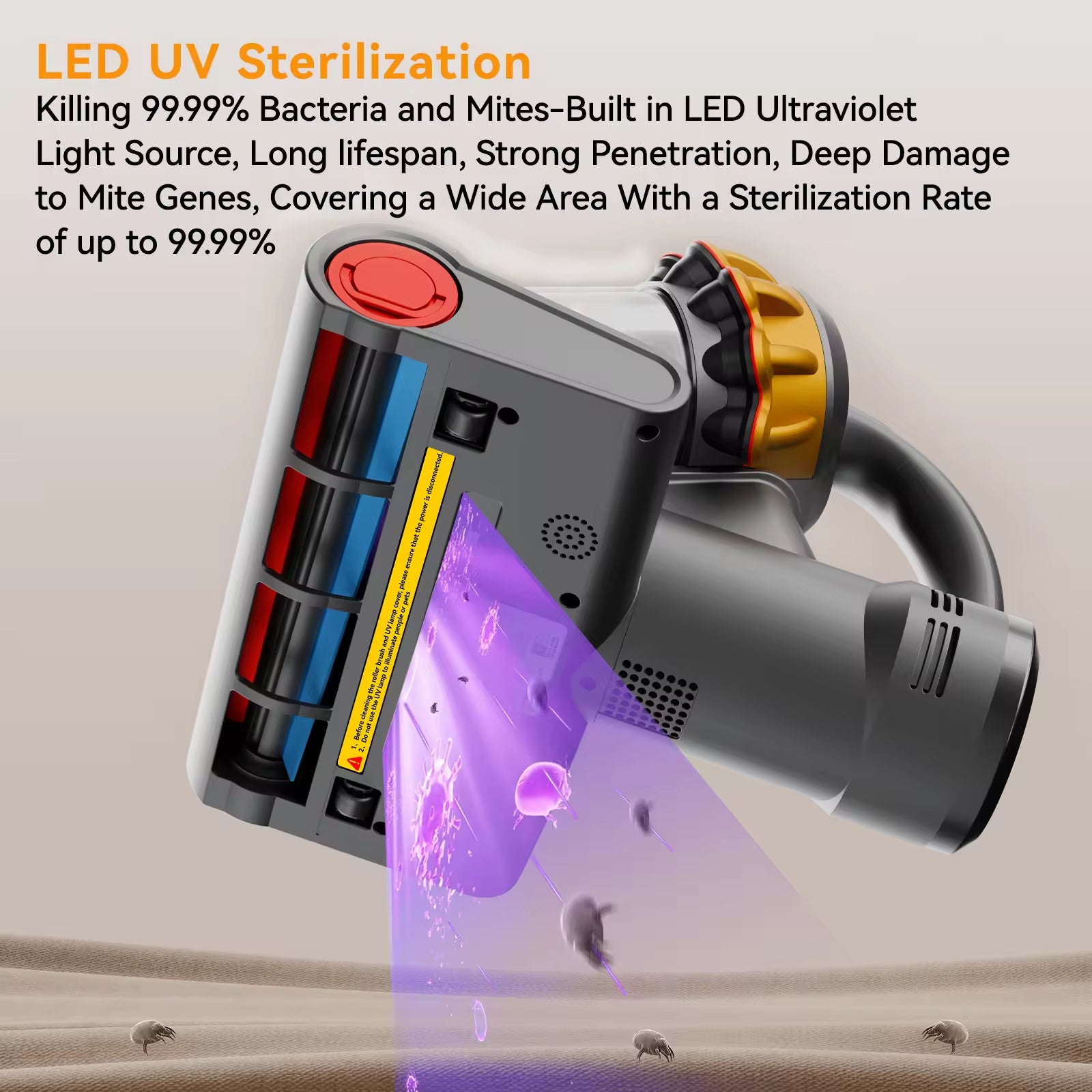 Mattress Vacuum Cleaner, Mattress Cleaning Machine Deep Cleaning Machine, Powerful Vacuum Cleaner with UV And Hot Air Heating Function, Handheld Dual Cup Type Suitable for Cleaning Beds/sofas/carpets, Baby Beds, Portable Handheld Vacuum Cleaner