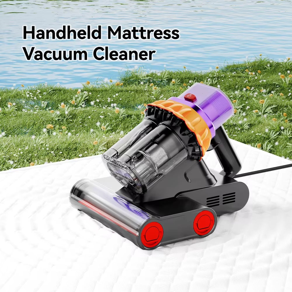 400W Bed Vacuum Cleaner with Dust Sensor | Ultrasonic and High Temperature, Suitable for Handheld Cleaning of Beds, Sofas, Carpets, Cribs, Mattresses | HEPA Filter, 196.85-275.59inch Cord, 120V, ABS Resin Body, Whirlwind Dust Box