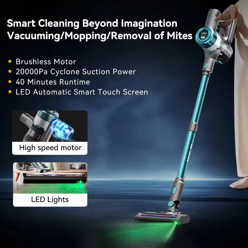 Cordless Vacuum Cleaner for Home, 6-in-1 Rechargeable Electric Handheld Vacuum Cleaner/detachable Battery, Running Time Of 45 Minutes, 50.5-ounce Dust Cup, LED Brush, Home Vacuum Cleaner, Hardwood Floor, Carpet And Pet Hair Car Cleaning