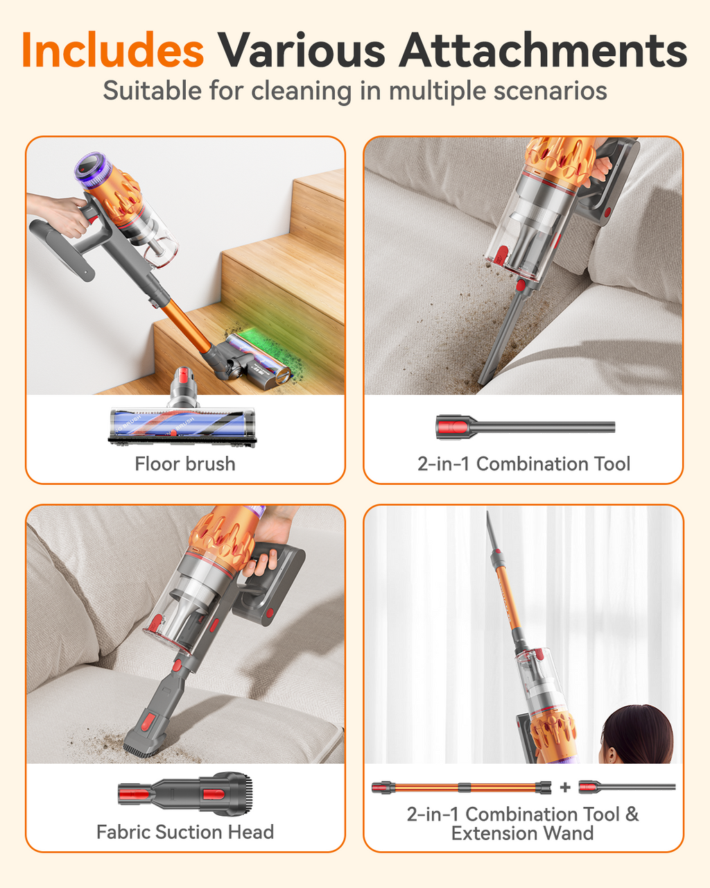 Cordless Vacuum Cleaner Suitable for Home Use, Handheld Vacuum Cleaner, Rechargeable Electric Handheld Vacuum Cleaner/high Suction/removable Battery, 10-18-35 Three-speed Adjustment, Rechargeable LED Brush, Suitable for Home, Car, Pets