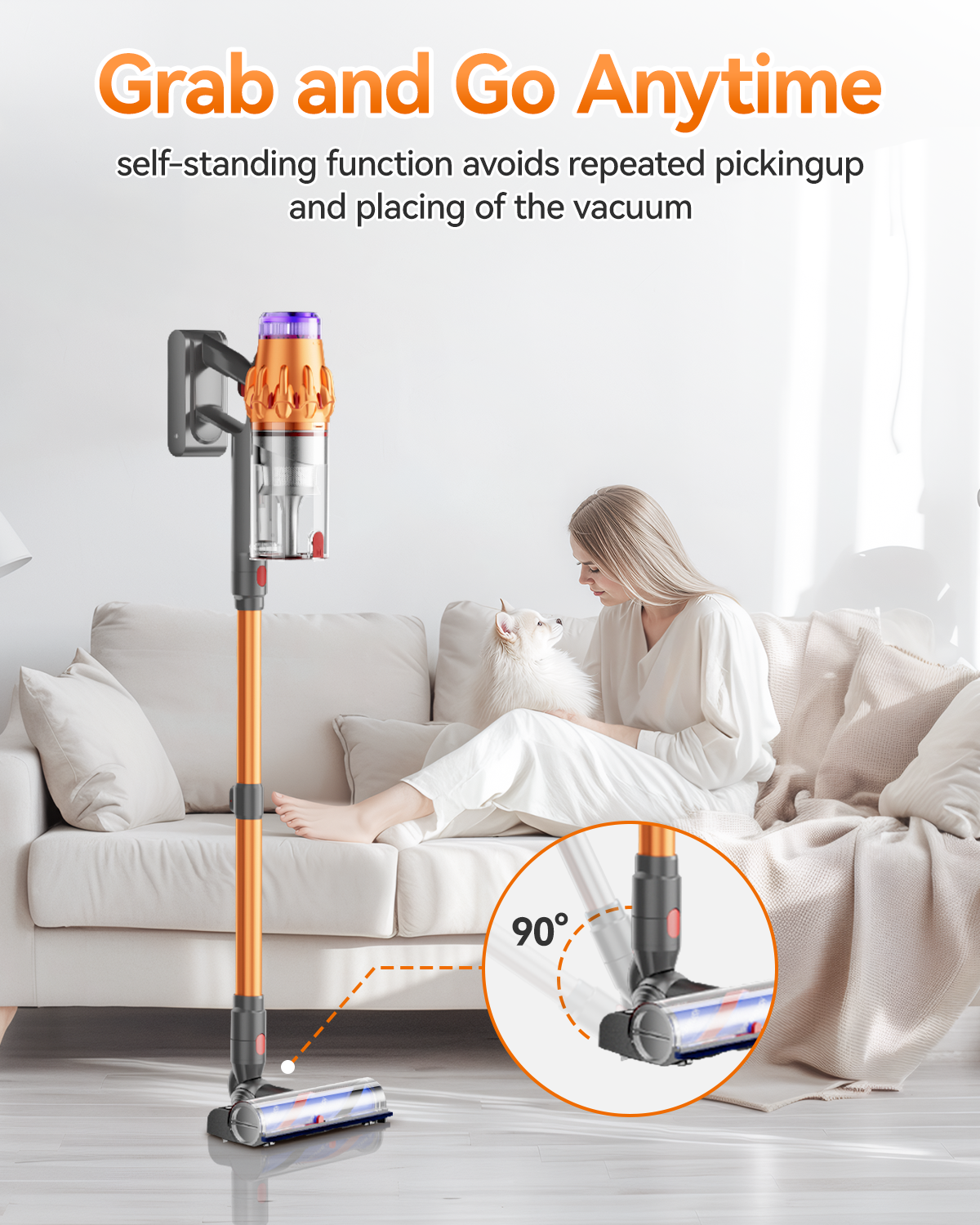 Cordless Vacuum Cleaner Suitable for Home Use, Handheld Vacuum Cleaner, Rechargeable Electric Handheld Vacuum Cleaner/high Suction/removable Battery, 10-18-35 Three-speed Adjustment, Rechargeable LED Brush, Suitable for Home, Car, Pets