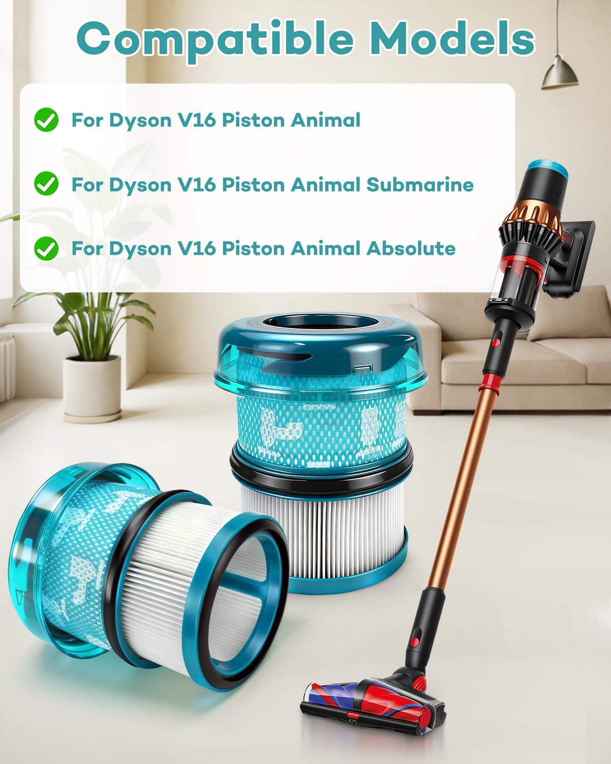 HEPA Filter Replacement Part for Dysons V16 Piston Animal, Vacuum Accessory for Dysons V16 Piston Animal Submarine DS60 Cleaner