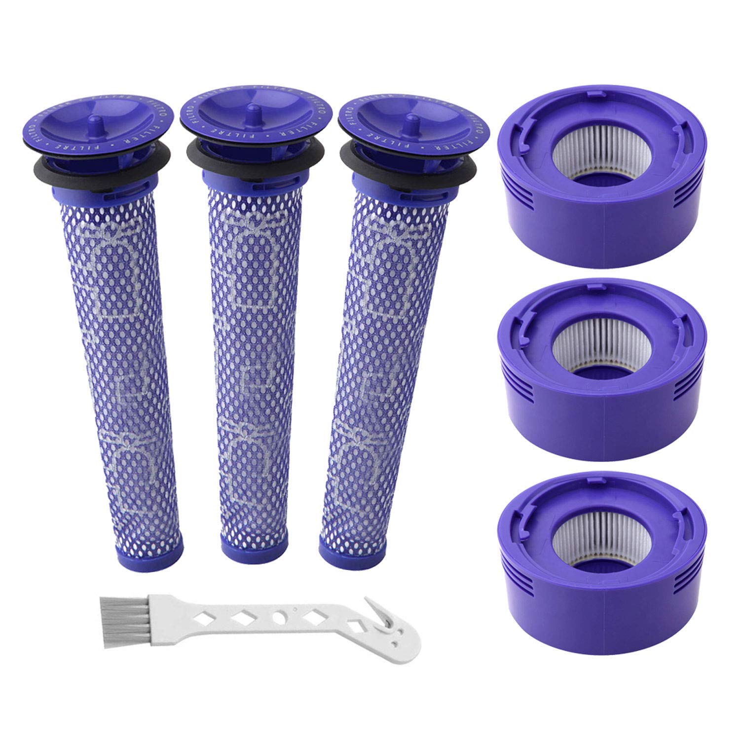 Vacuum Filter Replacement Kit Fit for Dyson V7, V8 Animal and V8 Absolute Cordless Vacuum, Post Filter, Pre Filter, Replaces Part # 965661-01 & 967478-01