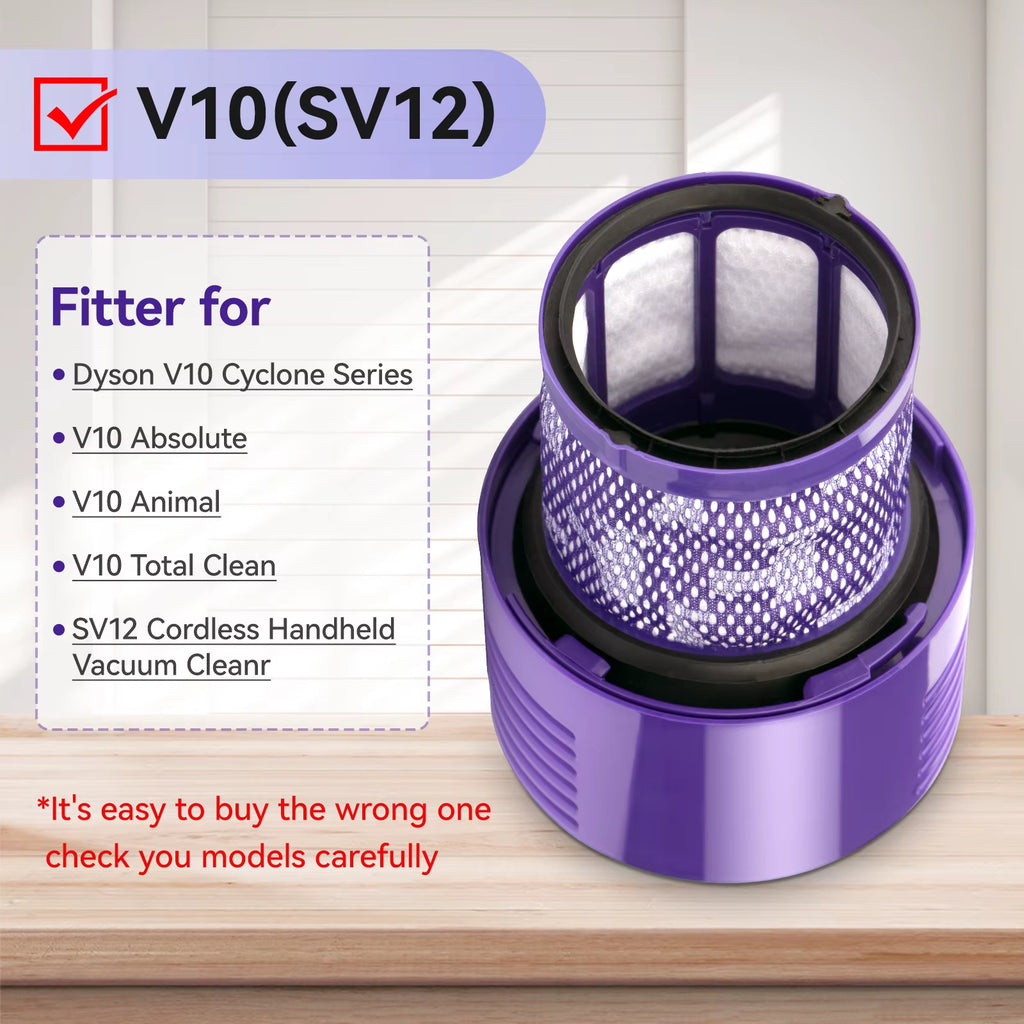 3 PACK HEPA Replacement V10 Filters Compatible with V10 Cyclone series, V10 Absolute, V10 Animal, V10 Total Clean, V10 Motorhead, SV12, Part No. 969082-01, Washable and Reusable