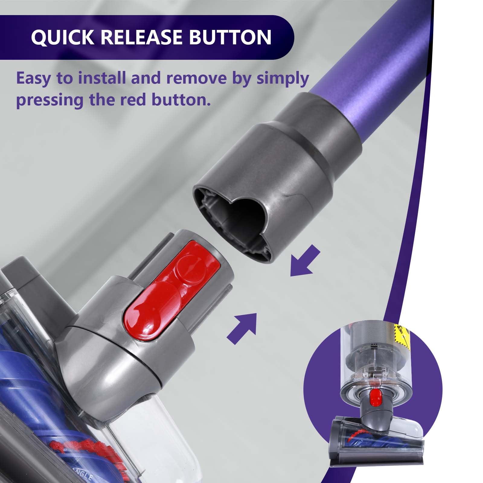 Mini Motorized Brush Head Compatible with Dyson V7 V8 V10 V11 V15 Vacuum Cleaners - Pet Hair Removal Vacuum Attachment - Hair Screw Tool for Carpeted Stairs, Couch/Sofa Cushions, Car Carpet