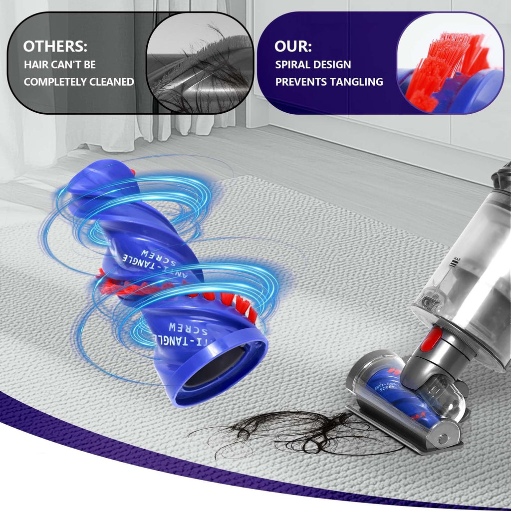 Mini Motorized Brush Head Compatible with Dyson V7 V8 V10 V11 V15 Vacuum Cleaners - Pet Hair Removal Vacuum Attachment - Hair Screw Tool for Carpeted Stairs, Couch/Sofa Cushions, Car Carpet