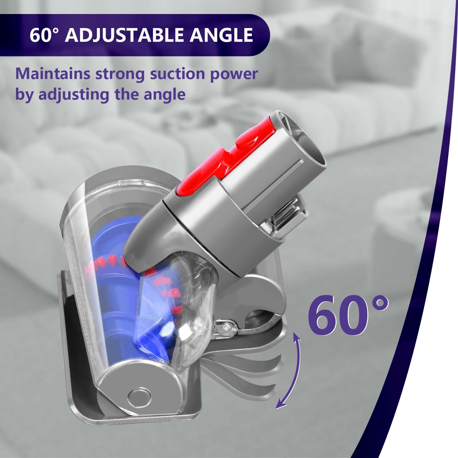 Mini Motorized Brush Head Compatible with Dyson V7 V8 V10 V11 V15 Vacuum Cleaners - Pet Hair Removal Vacuum Attachment - Hair Screw Tool for Carpeted Stairs, Couch/Sofa Cushions, Car Carpet