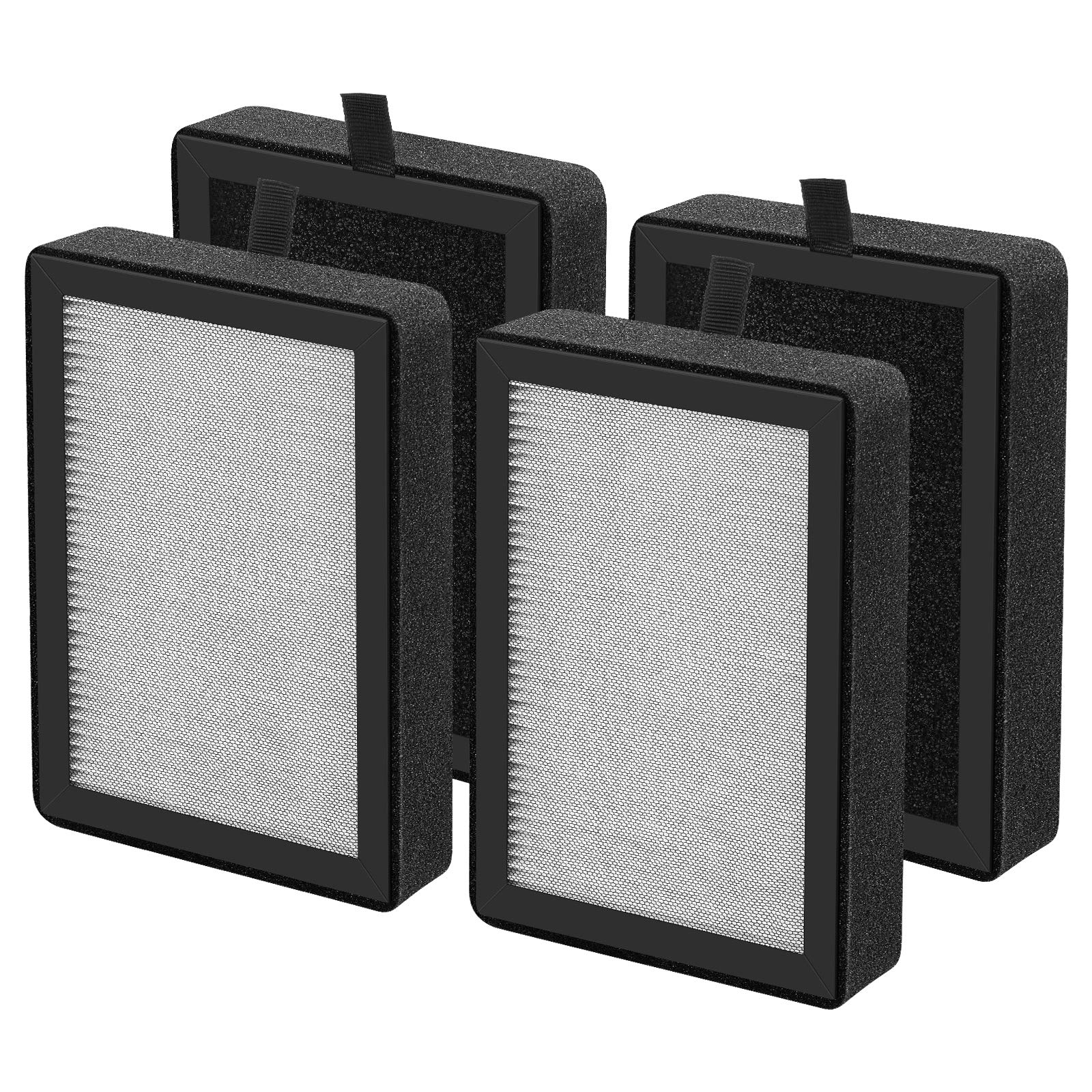 4 Pack LV-H128 Replacement Filter Compatible with LEVOIT LV-H128 / PUURVSAS (HM669A) / ROVACS (RV60) Air Purifiers, 3-IN-1 Filter for LV-H128-RF Replacement Filter