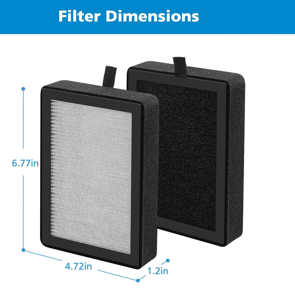 4 Pack LV-H128 Replacement Filter Compatible with LEVOIT LV-H128 / PUURVSAS (HM669A) / ROVACS (RV60) Air Purifiers, 3-IN-1 Filter for LV-H128-RF Replacement Filter