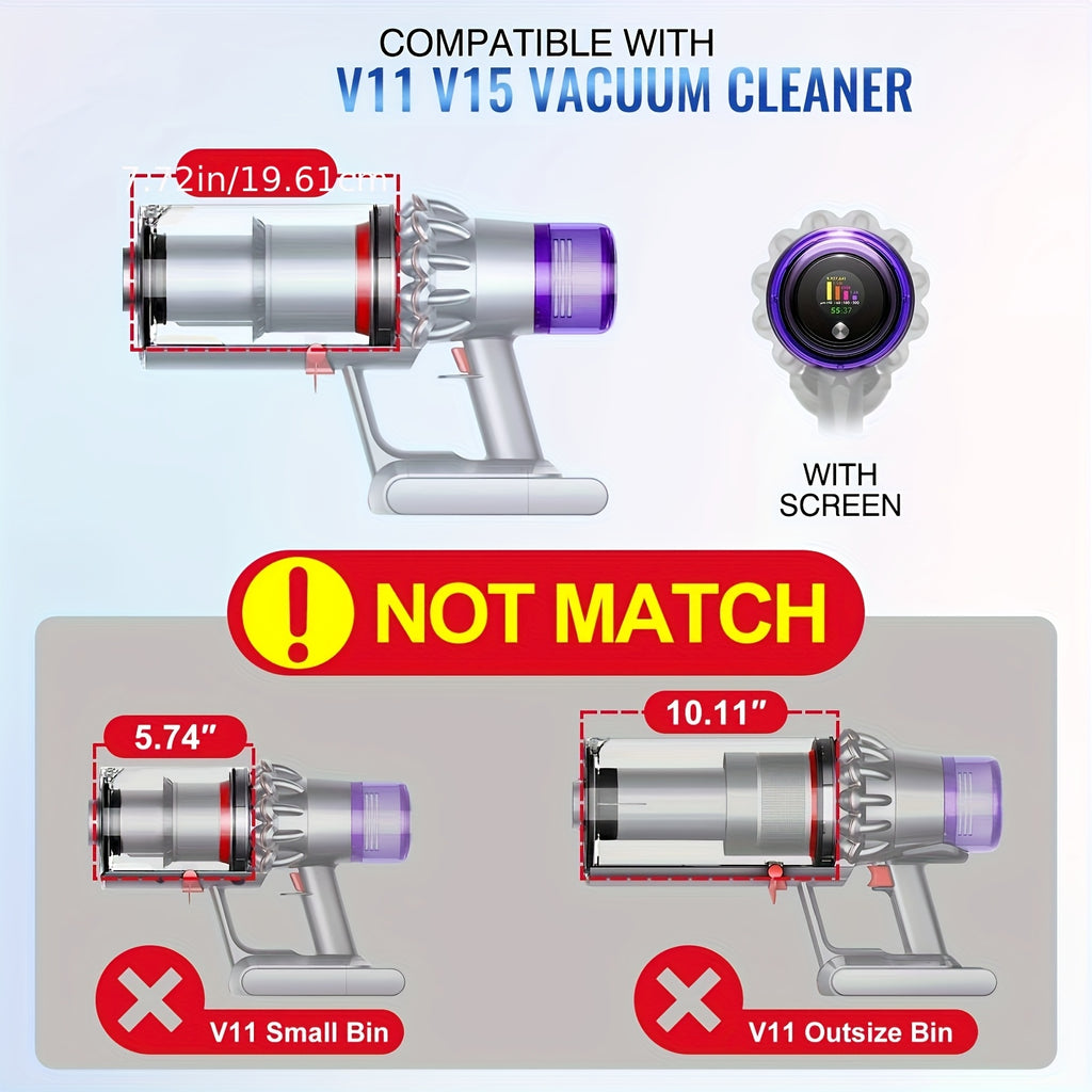 Enhanced Dust Bin Canister for Dyson V11 V15 SV14 SV15 SV22 Vacuum Cleaner Parts, Replace 970050-01 965443-01 with HEPA Filter