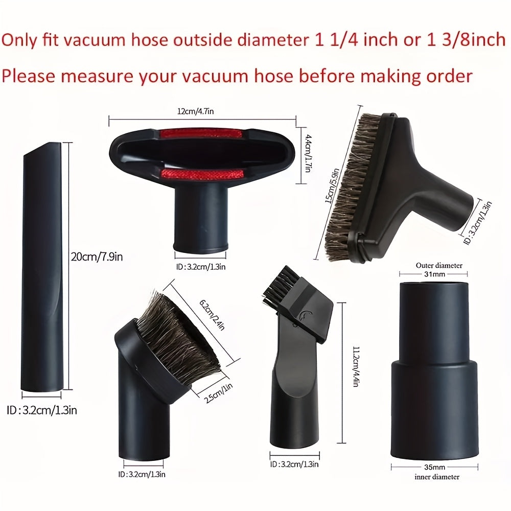 Universal Vacuum Cleaner Attachment Cleaning Tool Horsehair Brush Nozzles Crevice Tools Suitable for 1 1/4 Inch 1 3/8 Inch Hoses