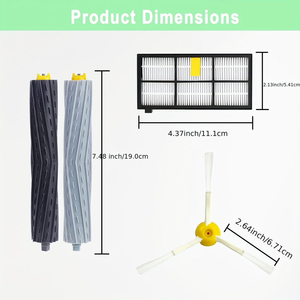 Main Side Brush Hepa Filter Replacement Parts Compatible for IRobots Roombas 850 860 861 864 866 870 880 890 891 960 961 980 981