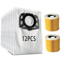 Replacement 12pcs Vacuum Bags and 2pcs Filters Part No 2.863-314.0 for Karchers WD2 Plus WD3 Wd3s KFI 357 SE4001 SE4002 KA 40
