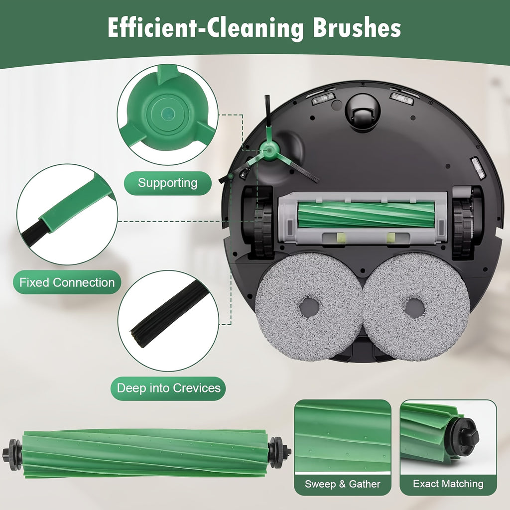 8pcs Replacement Parts Main Brush Side Brush HEPA Filter Fit for IRobot Roombas Plus 405/505/507 Combo Robot Vacuum Cleaner