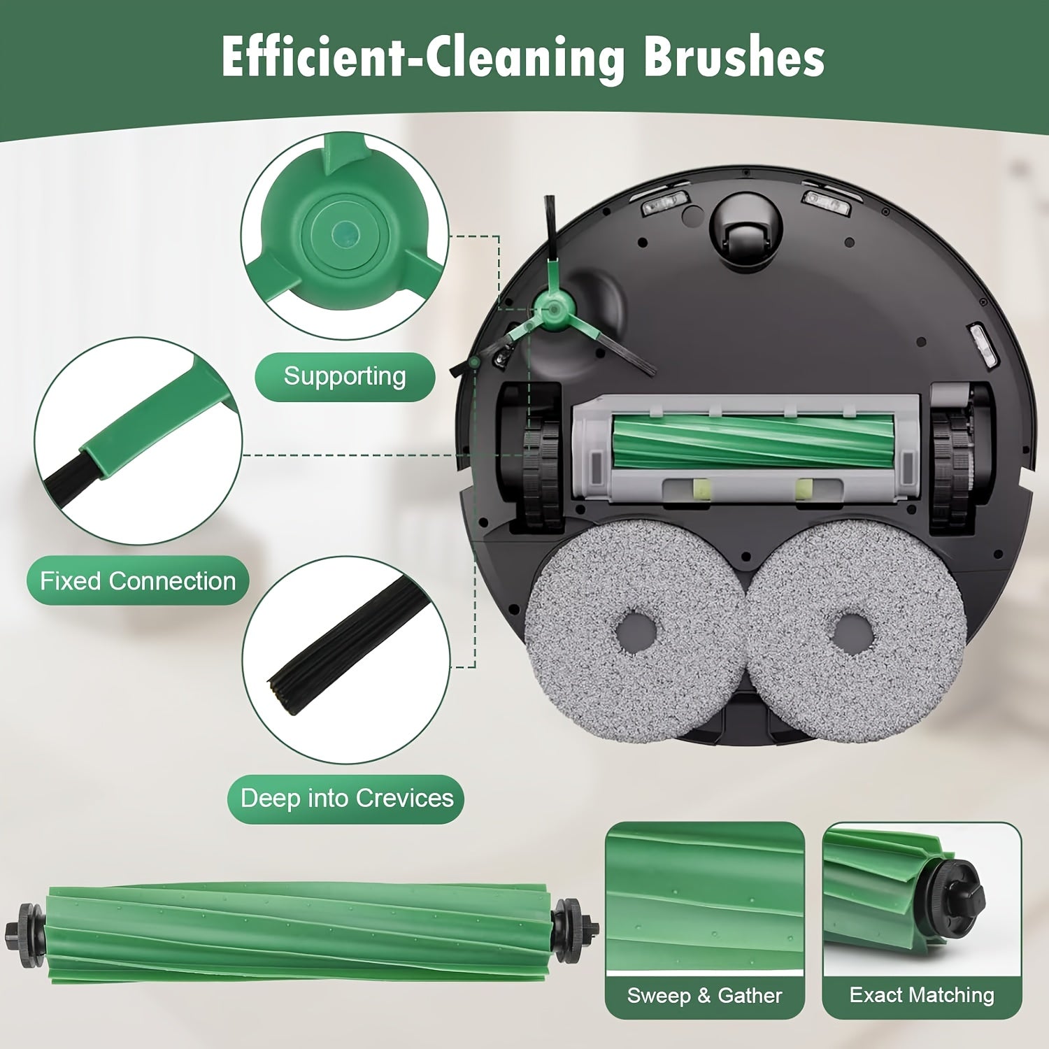 8pcs Replacement Parts Main Brush Side Brush HEPA Filter Fit for IRobot Roombas Plus 405/505/507 Combo Robot Vacuum Cleaner