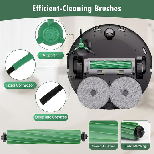 8pcs Replacement Parts Main Brush Side Brush HEPA Filter Fit for IRobot Roombas Plus 405/505/507 Combo Robot Vacuum Cleaner